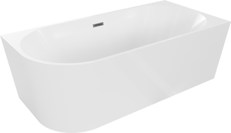 Mexen Mia baignoire autoportante d'angle droite 160 x 80 cm, blanche, trop-plein gris canon brossé - 52691608000P-66