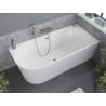 Baignoire Mexen Mia autoportante, angle droit 160 x 80 cm, blanche, trop-plein nickel brossé - 52691608000P-97