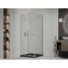 Mexen Roma cabine de douche pivotante 80 x 80 cm, transparent, chrome + receveur Flat, noir - 854-080-080-01-00-4070