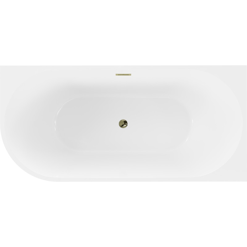 Mexen Mia baignoire autoportante d'angle droite 160 x 80 cm, blanche/noire, trop-plein doré - 52691608075P-50
