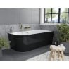Mexen Mia baignoire autoportante d'angle droite 160 x 80 cm, blanche/noire, trop-plein or brossé - 52691608075P-55