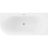 Mexen Mia baignoire autoportante d'angle droite 160 x 80 cm, blanche/noire, trop-plein cuivre brossé - 52691608075P-65