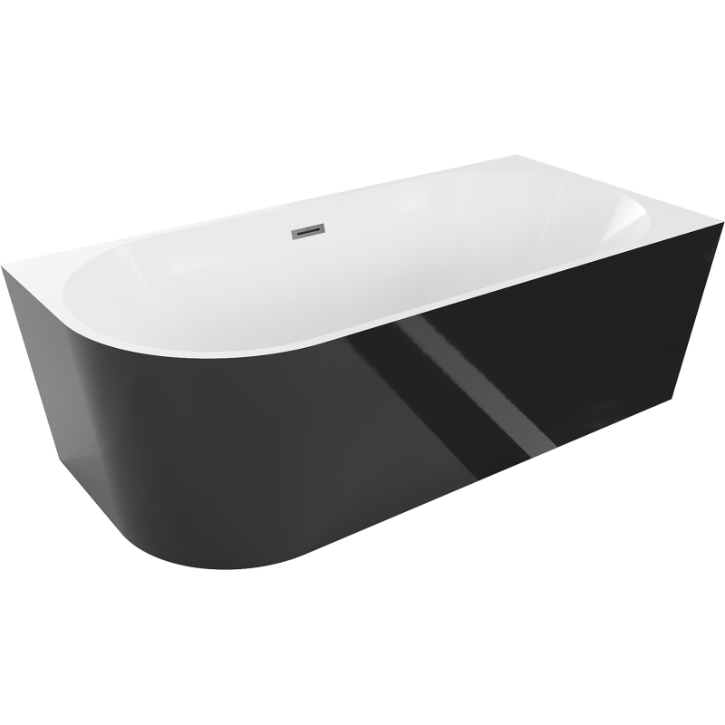Mexen Mia baignoire autoportante d'angle droite 160 x 80 cm, blanche/noire, trop-plein gun gray brossé - 52691608075P-66