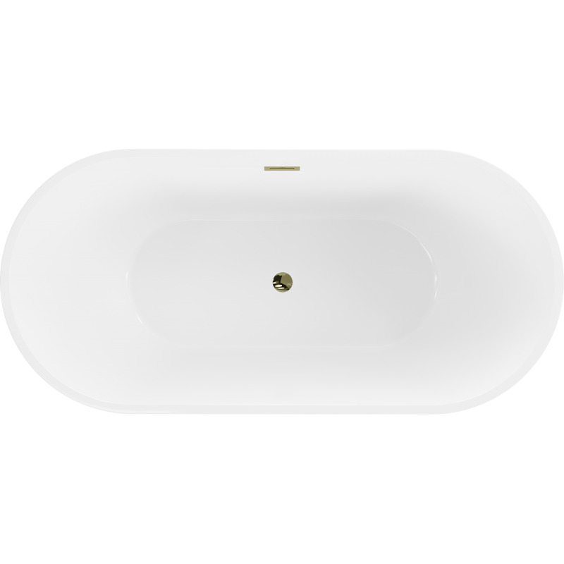 Mexen Luna baignoire autoportante 140 x 75 cm, blanche, trop-plein doré - 52031407500-50