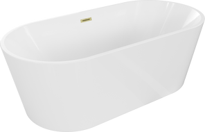 Mexen Luna baignoire autoportante 140 x 75 cm, blanche, trop-plein or brossé - 52031407500-55