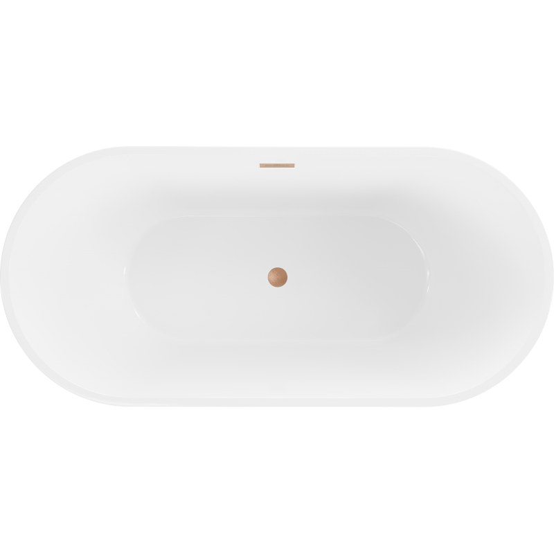 Mexen Luna baignoire autoportante 140 x 75 cm, blanche, trop-plein cuivre brossé - 52031407500-65