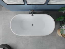 Mexen Luna baignoire autoportante 140 x 75 cm, blanche, trop-plein gun gray brossé - 52031407500-66