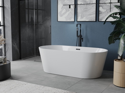Mexen Luna baignoire autoportante 140 x 75 cm, blanche, trop-plein noir - 52031407500-70