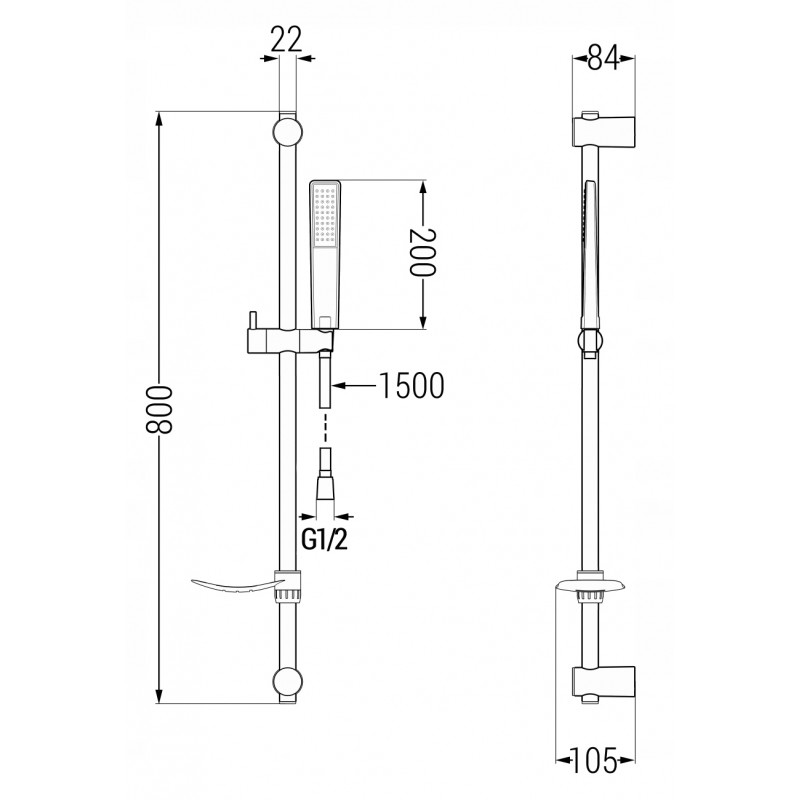 Mexen Caro DF72 robinet de douche avec ensemble de douche, chrome - 74664DF72-00