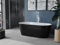 Mexen Luna baignoire autoportante 140 x 75 cm, blanche/noire, trop-plein blanc - 52031407575-20