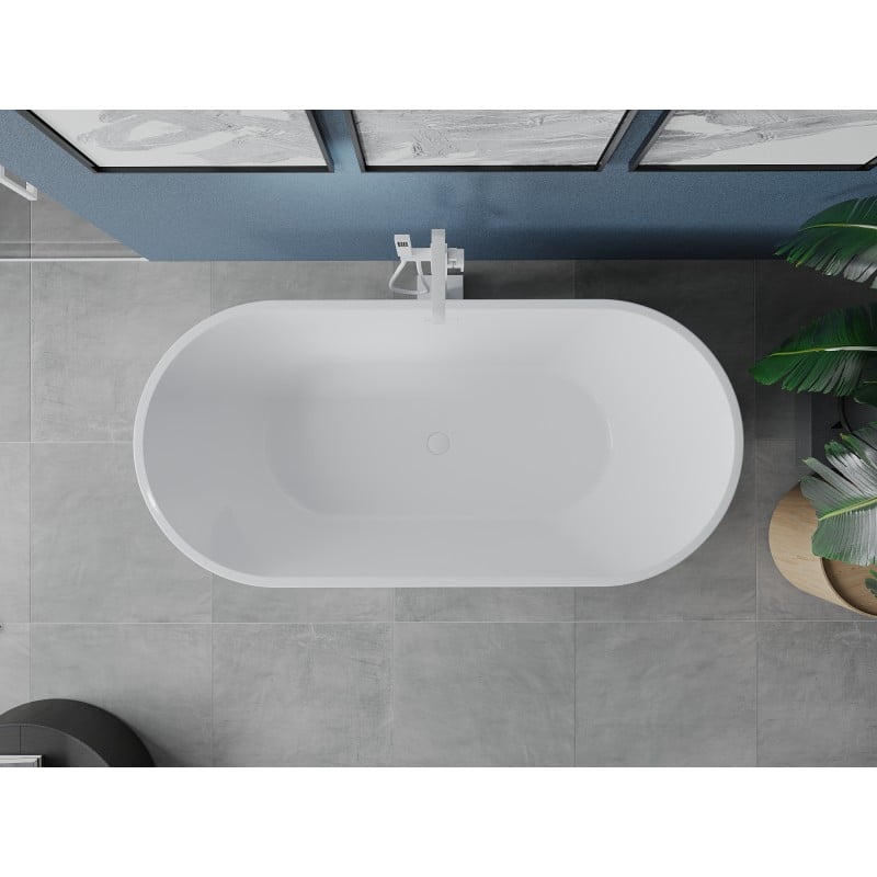 Mexen Luna baignoire autoportante 140 x 75 cm, blanche/noire, trop-plein blanc - 52031407575-20