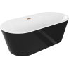 Mexen Luna baignoire autoportante 140 x 75 cm, blanc/noir, trop-plein or rose - 52031407575-60