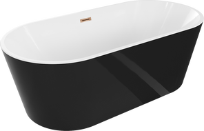 Mexen Luna baignoire autoportante 140 x 75 cm, blanc/noir, trop-plein or rose - 52031407575-60