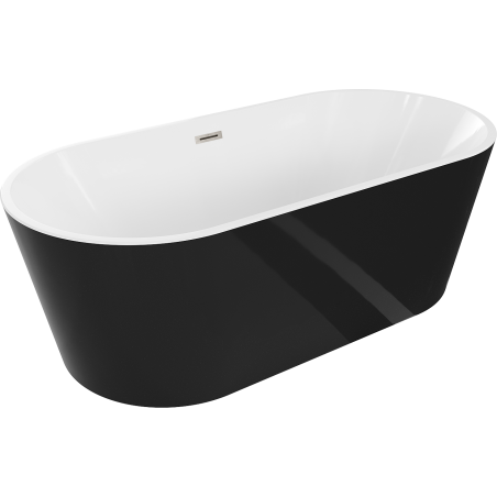 Mexen Luna baignoire autoportante 140 x 75 cm, blanche/noire, trop-plein nickel brossé - 52031407575-97