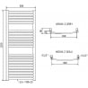 Mexen Helios radiateur de salle de bain 1200 x 500 mm, 448 W, doré - W103-1200-500-00-50