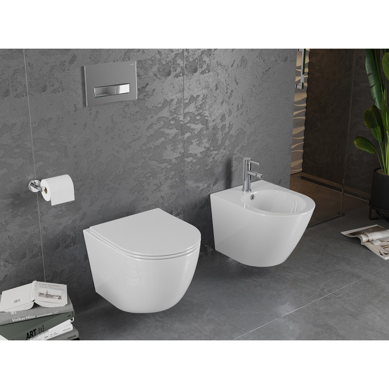 Mexen Lena cuvette WC sans rebord avec abattant à descente lente slim, duroplast, blanc brillant - 30220400