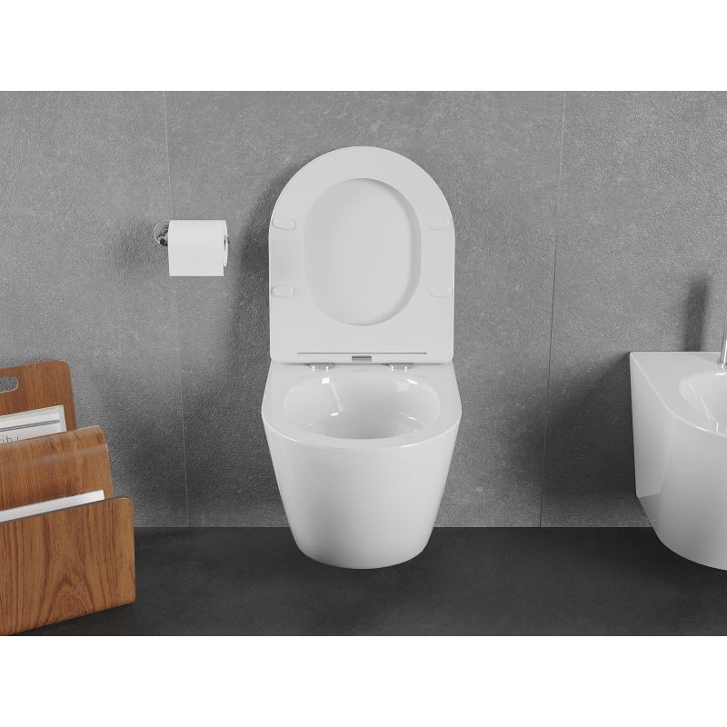 Mexen Lena cuvette WC Rimless Tornado avec abattant à fermeture douce mince, duroplast, blanc brillant - 30220300T