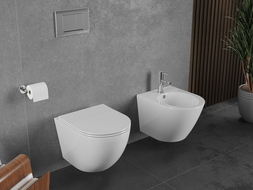 Mexen Lena cuvette WC Rimless Tornado avec abattant slim à descente lente, duroplast, blanc brillant - 30220400T