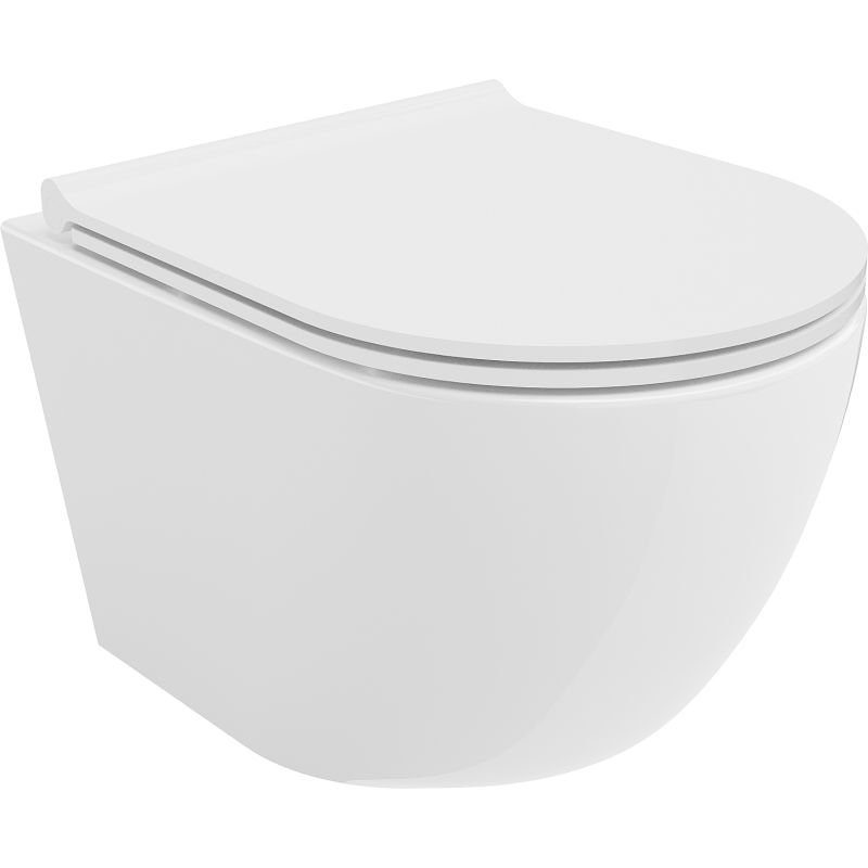 Mexen Lena cuvette WC Rimless Tornado avec abattant slim à descente progressive, duropastique, blanc brillant - 30220500T
