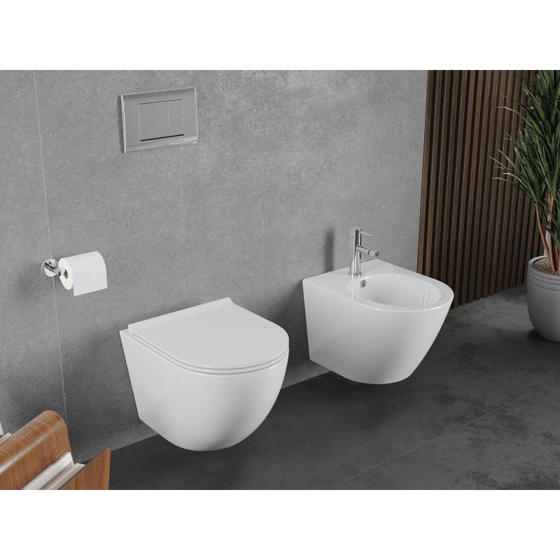 Mexen Lena cuvette WC Rimless Tornado avec abattant à descente progressive slim, duroplast, blanc brillant - 30220500T