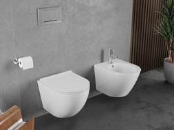 Mexen Lena cuvette WC Rimless Tornado avec abattant slim à descente progressive, duropastique, blanc brillant - 30220500T