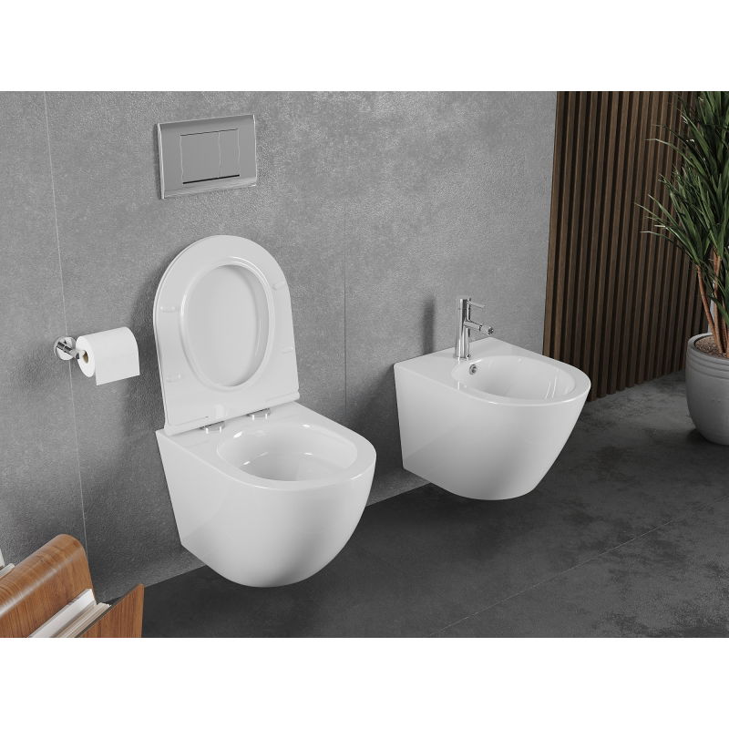 Mexen Lena cuvette WC Rimless Tornado avec abattant à descente progressive slim, duroplast, blanc brillant - 30220500T