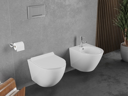 Mexen Lena cuvette WC Rimless Tornado avec abattant slim à descente lente, duroplast, blanc brillant - 30224000T Mexen Lena cuvette WC Rimless Tornado avec abattant slim à descente lente, duroplast, blanc brillant - 30224000T