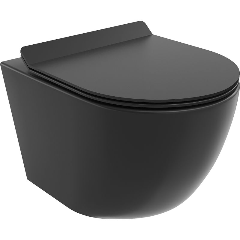 Mexen Lena cuvette wc Rimless Tornado avec abattant slim à descente progressive, duroplast, noir mat - 30220185T
