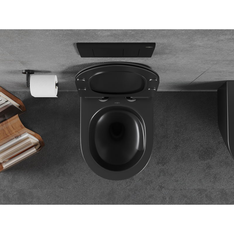 Mexen Lena cuvette wc Rimless Tornado avec abattant slim à descente progressive, duroplast, noir mat - 30220185T