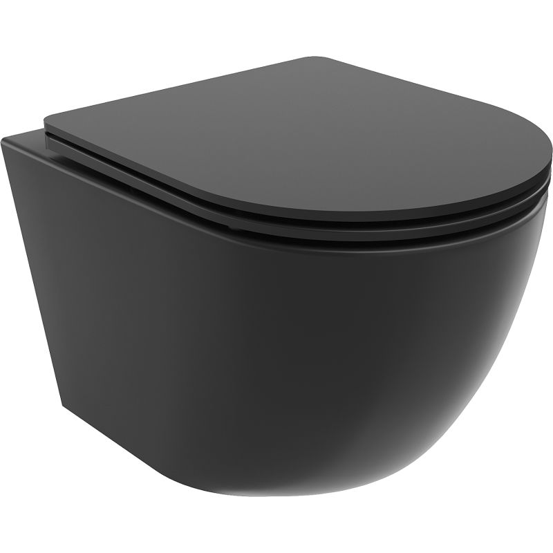 Mexen Lena cuvette WC Rimless Tornado avec abattant à descente lente slim, duroplast, noir mat - 30221085T
