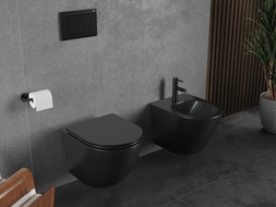 Mexen Lena cuvette WC Rimless Tornado avec abattant à descente lente slim, duroplast, noir mat - 30221085T