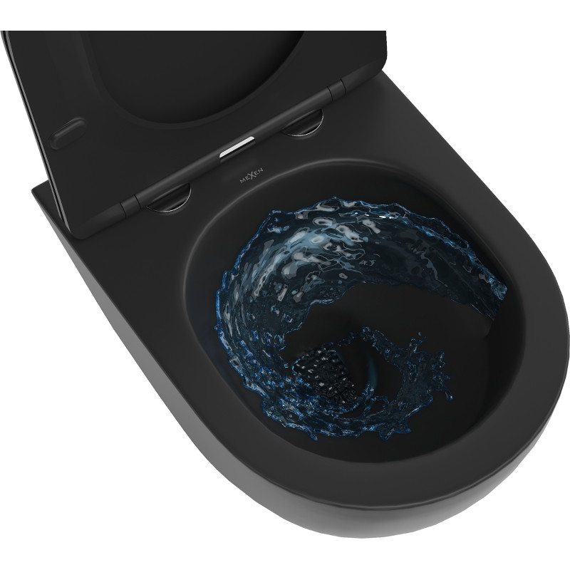 Mexen Lena cuvette WC Rimless Tornado avec abattant à descente lente slim, duroplast, noir mat - 30221085T