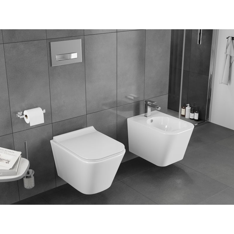 Mexen Teo cuvette WC Rimless Tornado avec abattant slim à descente progressive, duroplast, blanc brillant - 30850700T