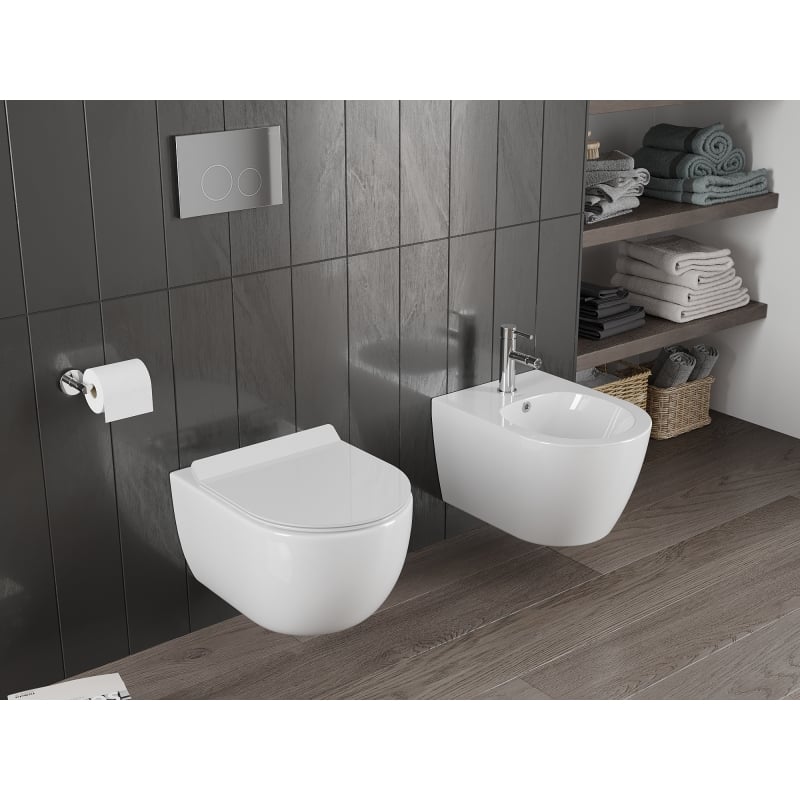 Mexen Carmen cuvette WC Rimless Tornado avec abattant à descente lente slim, duroplast, blanc brillant - 30880100T