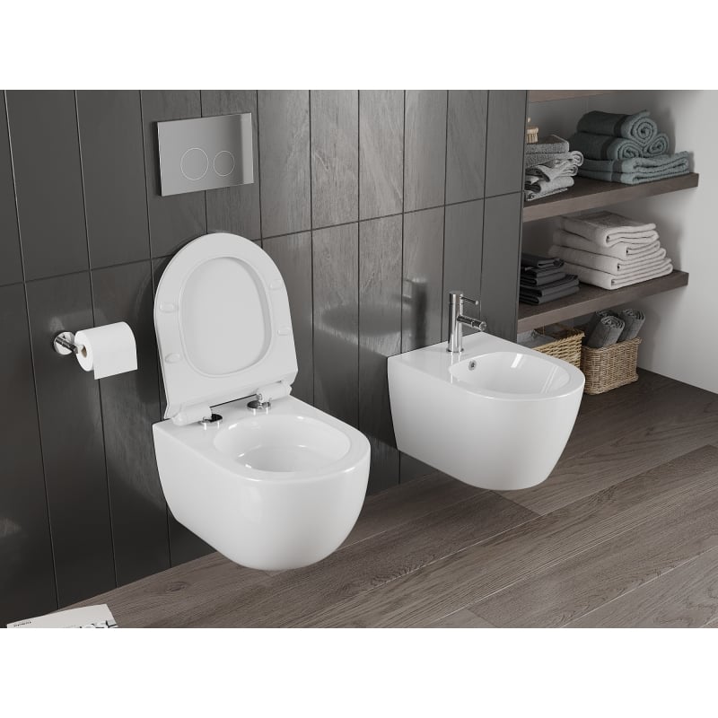 Mexen Carmen cuvette WC Rimless Tornado avec abattant à descente lente slim, duroplast, blanc brillant - 30880100T