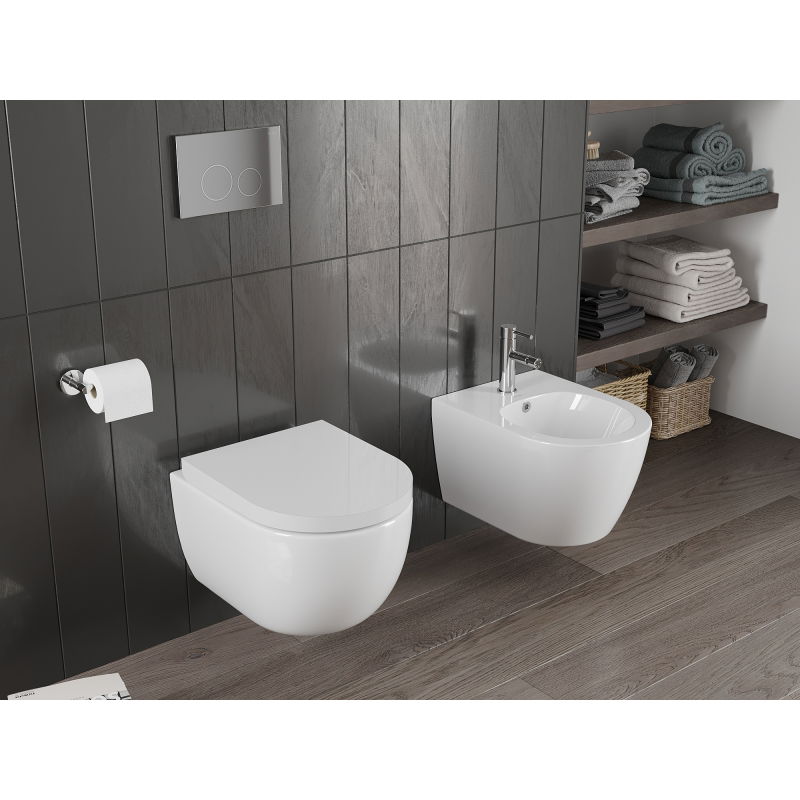 Mexen Carmen cuvette WC Rimless Tornado avec abattant à descente lente, dur, duroplast, blanc brillant - 30880200T