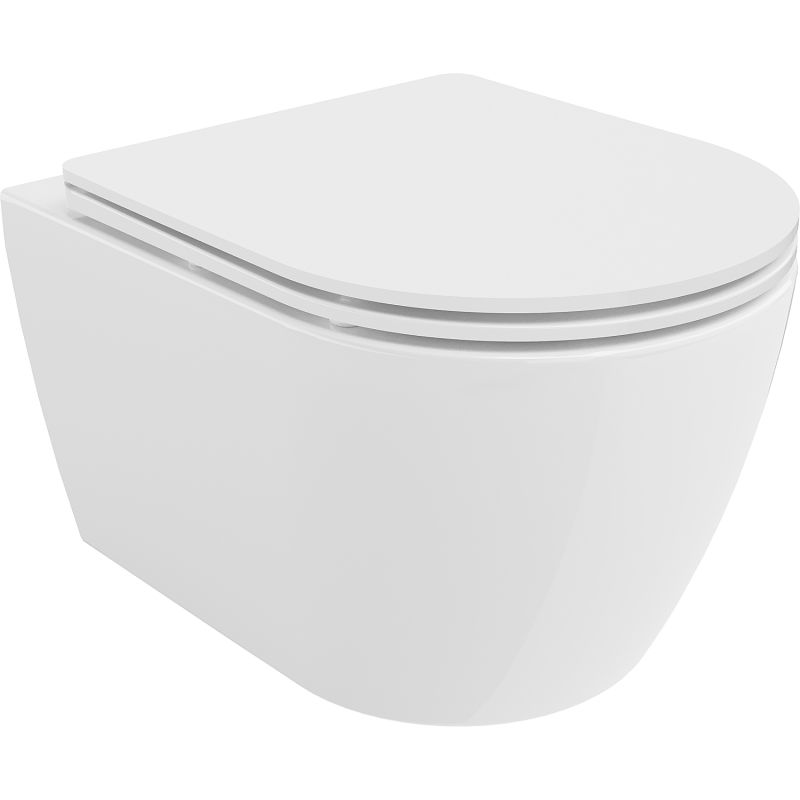 Mexen Carmen cuvette WC sans rebord Tornado avec abattant à descente amortie slim, duroplast, blanc brillant - 30880300T