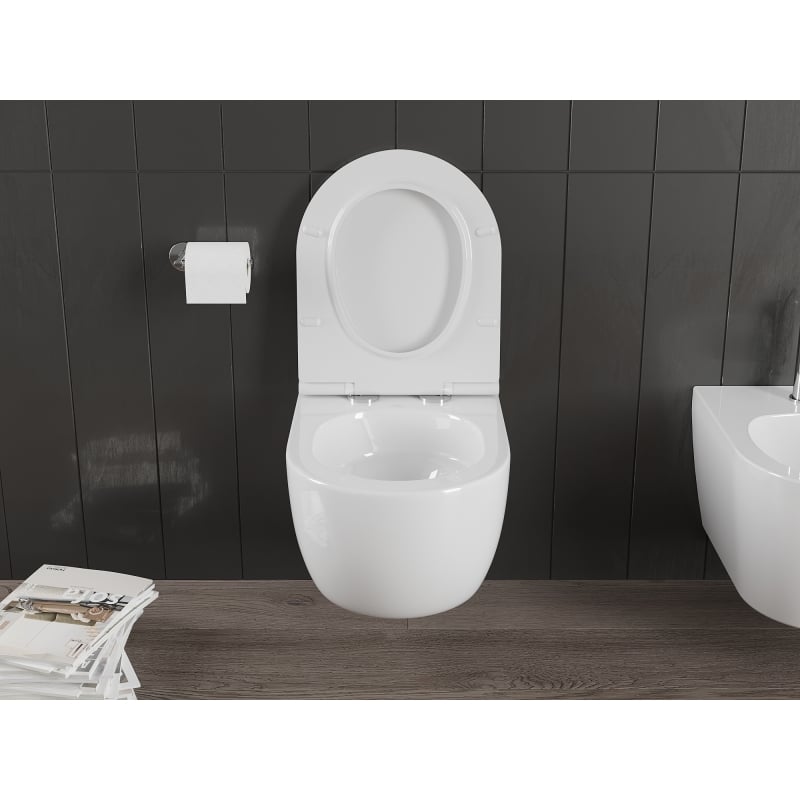 Mexen Carmen cuvette WC Rimless Tornado avec abattant à descente progressive slim, duroplast, blanc brillant - 30880500T