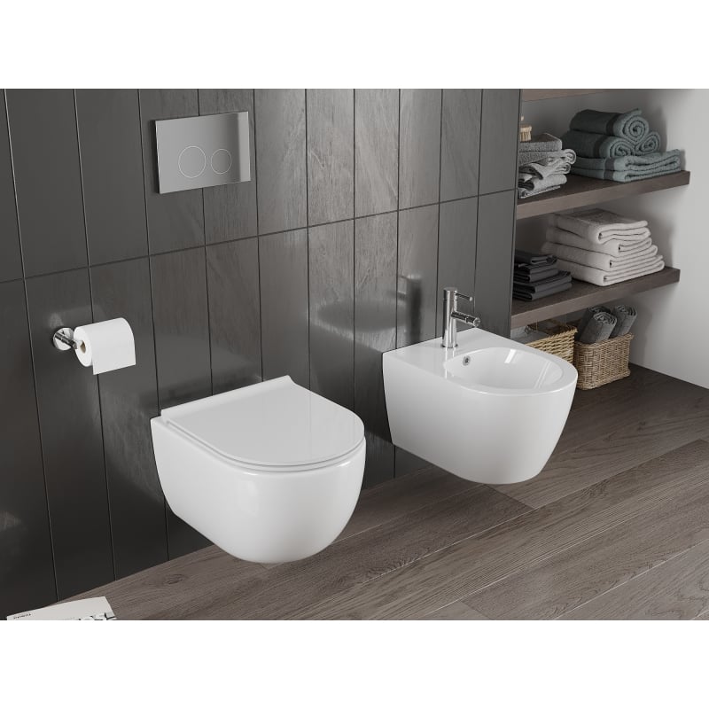 Mexen Carmen cuvette WC Rimless Tornado avec abattant à descente progressive slim, duroplast, blanc brillant - 30880500T