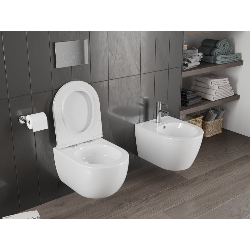 Mexen Carmen cuvette WC Rimless Tornado avec abattant à descente progressive slim, duroplast, blanc brillant - 30880500T