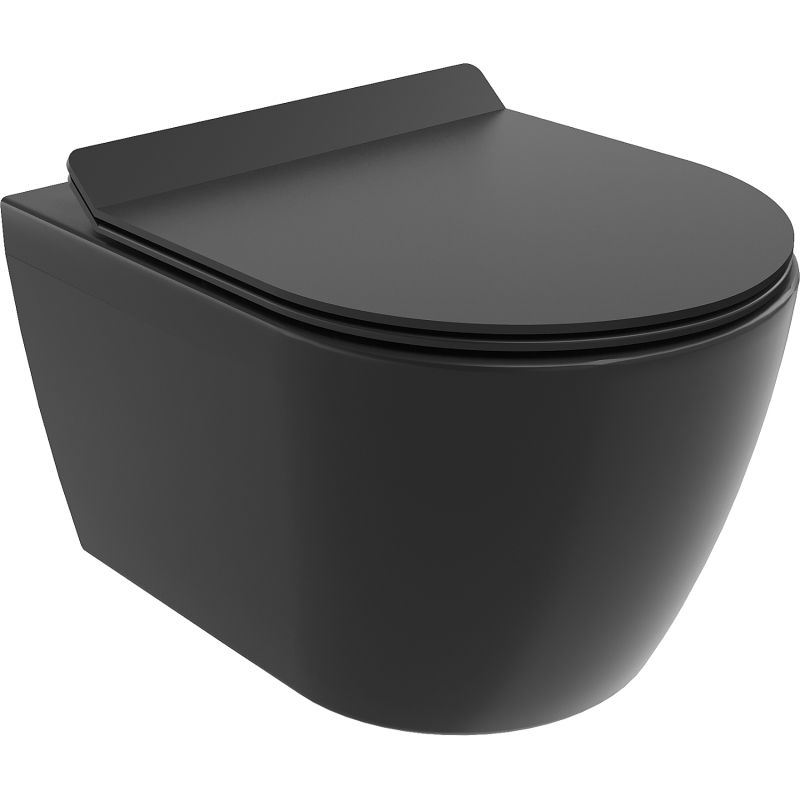 Mexen Carmen cuvette WC Rimless Tornado avec abattant à fermeture lente slim, duroplast, noir mat - 30880185T