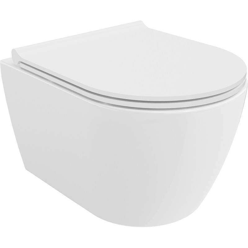 Mexen Carmen cuvette WC Rimless avec abattant slim à descente progressive, duroplast, blanc brillant - 30880500