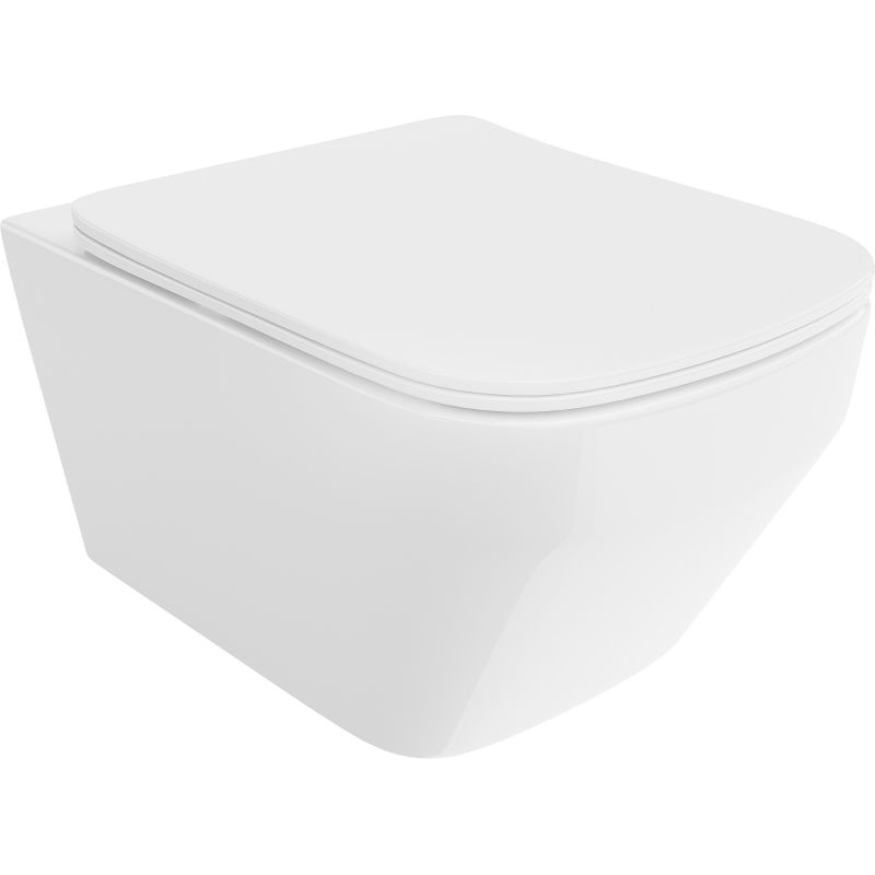 Mexen Riva cuvette WC Rimless Tornado avec abattant à descente progressive slim, duroplast, blanc brillant - 30630200T