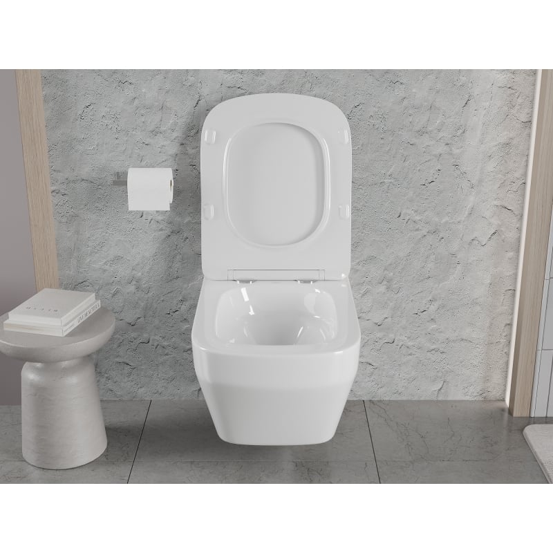 Mexen Riva cuvette WC sans rebord Tornado avec abattant à descente lente slim, duroplast, blanc brillant - 30630200T