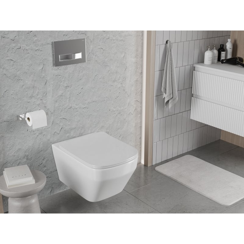 Mexen Riva cuvette WC sans rebord Tornado avec abattant à descente lente slim, duroplast, blanc brillant - 30630200T