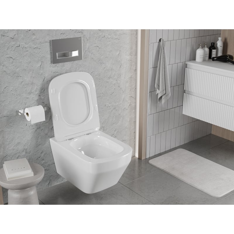 Mexen Riva cuvette WC sans rebord Tornado avec abattant à descente lente slim, duroplast, blanc brillant - 30630200T
