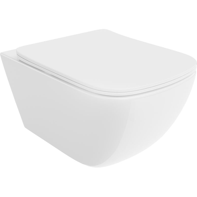 Mexen Timo cuvette WC Rimless Tornado avec abattant slim à descente lente, duroplast, blanc brillant - 30650200T