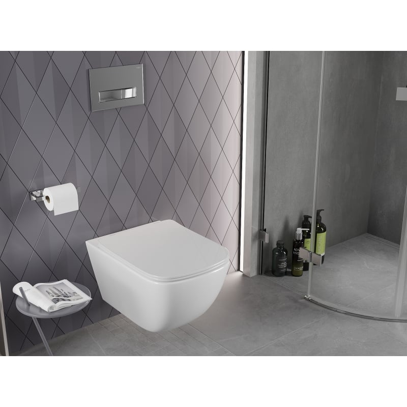 Mexen Timo cuvette WC Rimless Tornado avec abattant à descente amortie slim, duroplast, blanc brillant - 30650200T