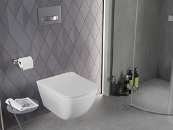 Mexen Timo cuvette WC Rimless Tornado avec abattant slim à descente lente, duroplast, blanc brillant - 30650200T