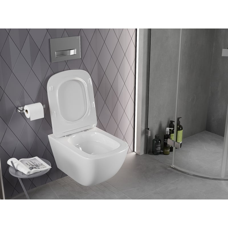 Mexen Timo cuvette WC Rimless Tornado avec abattant à descente amortie slim, duroplast, blanc brillant - 30650200T